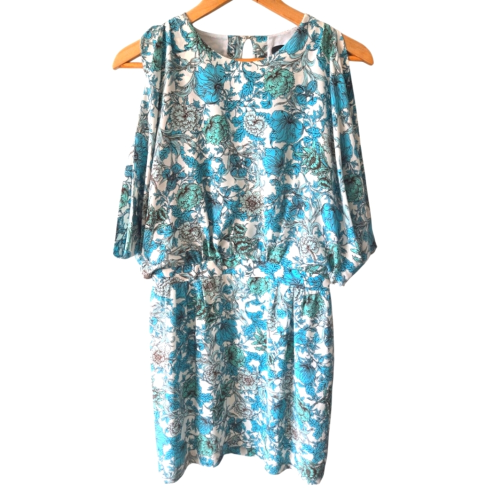 Thakoon Floral Blue Green Silk Above The Knee Dress Womens SZ S
